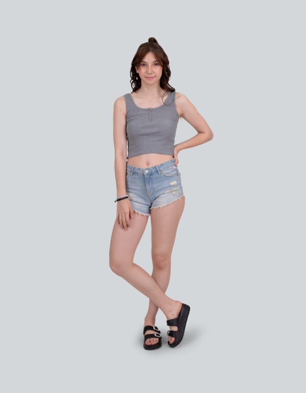 Grey Strap Vest Short Top – Casual Chic Crop Top for Girls & Women
