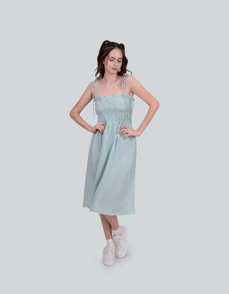 Cologne Textured Midi Strap Dress