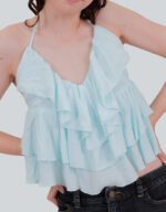 Light Blue Field Halter Blouse