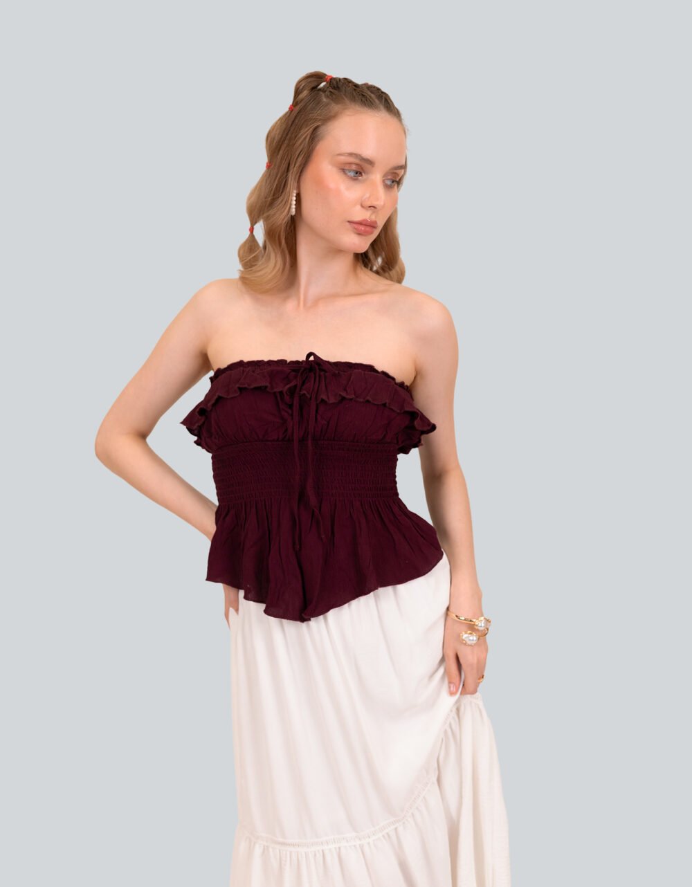 Ruffled Bandeau Top