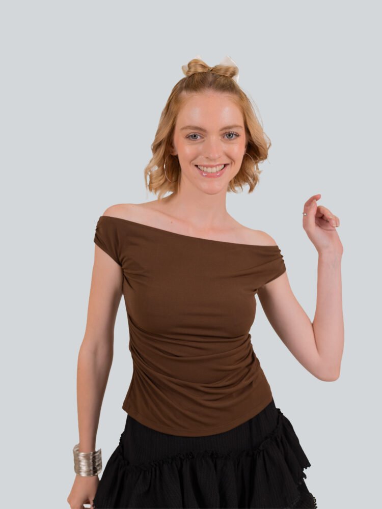 Elasticated Scoop Neck Top