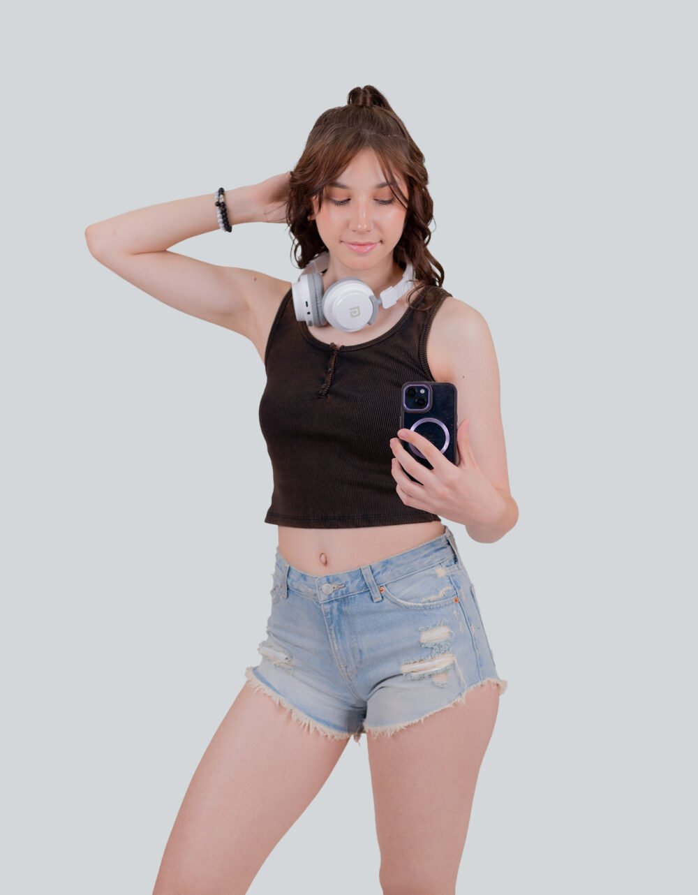 Pozzo Black Knitted Lycra Crop Top