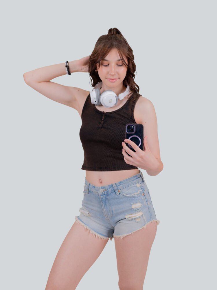 Pozzo Black Knitted Lycra Crop Top