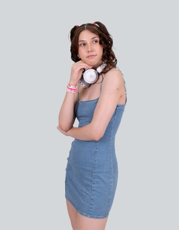 Fitted Light Blue Stretch Denim Mini Dress