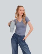 Cotton Lycra V Neck T-Shirt