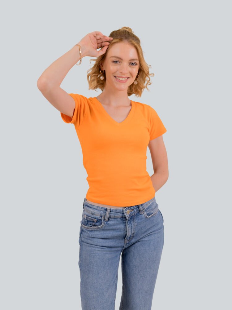 Cotton Lycra V Neck T-Shirt