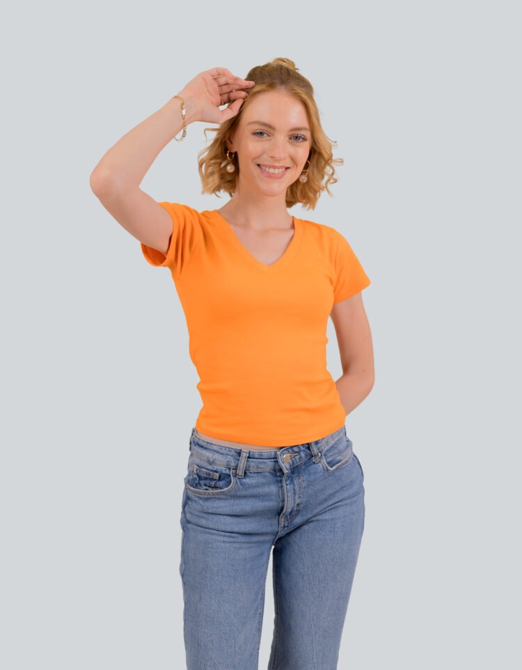 Cotton Lycra V Neck T-Shirt