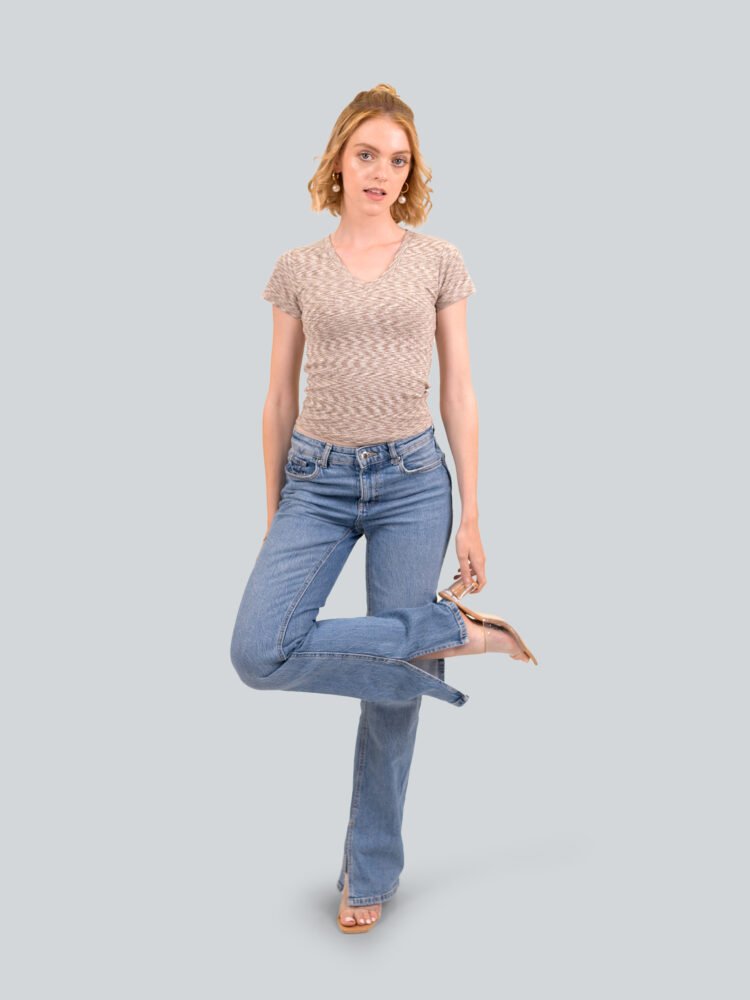 Cotton Lycra V Neck T-Shirt