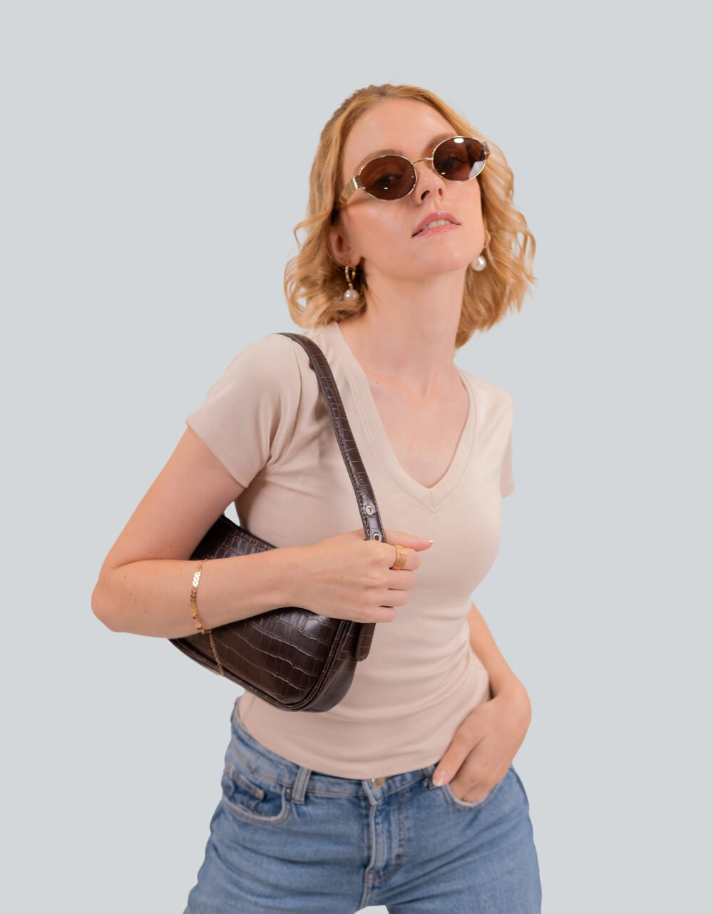 Cotton Lycra v Neck T-shirt