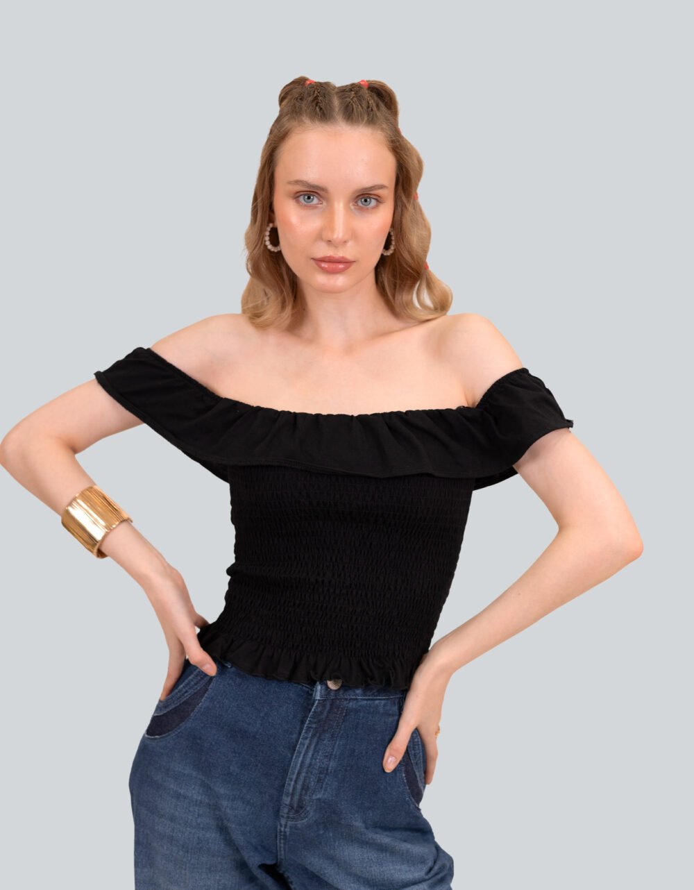 Smocked Off Shoulder Top