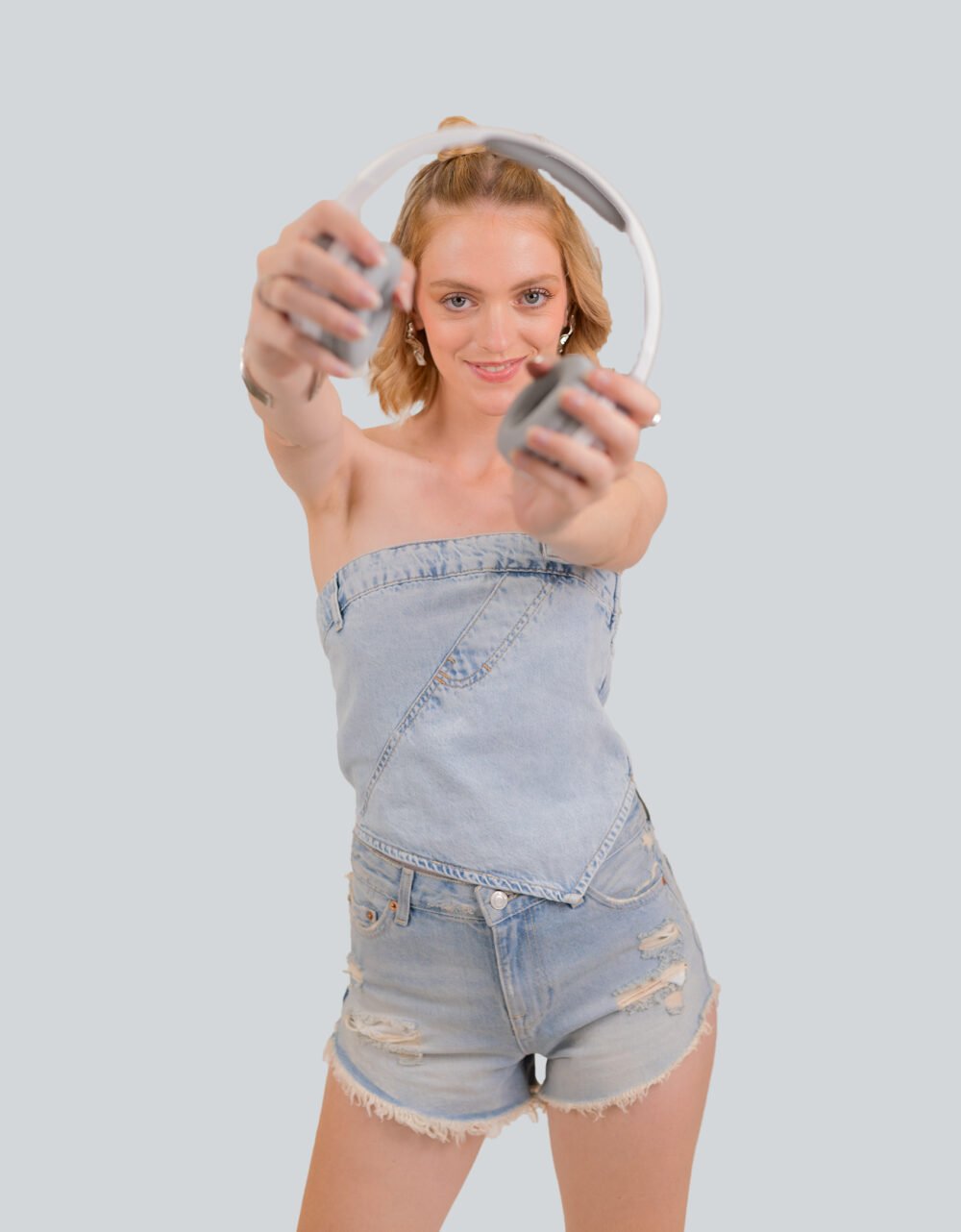 One Shoulder Denim Top