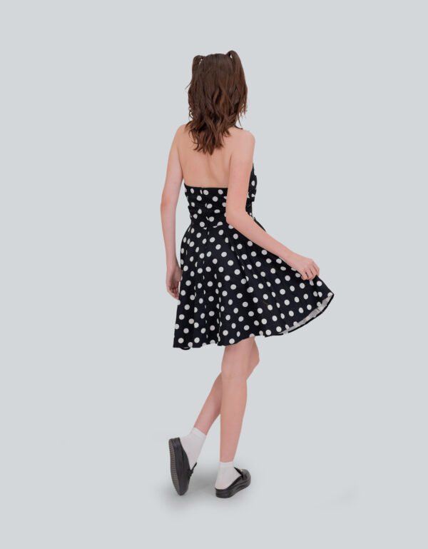Polka Dot Gola Dress – Black & White Printed Formal Dress