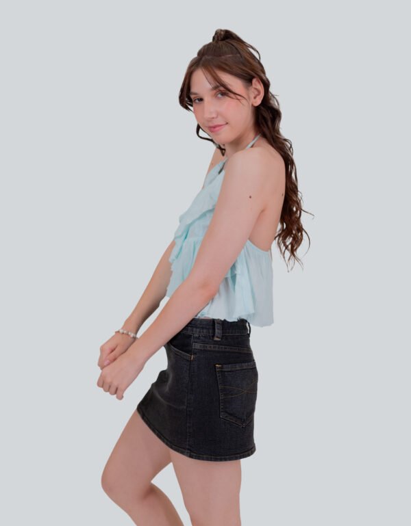 Flared Salerno Light Blue Frilled Strap Top – Trendy Summer Wear for Girls & Women