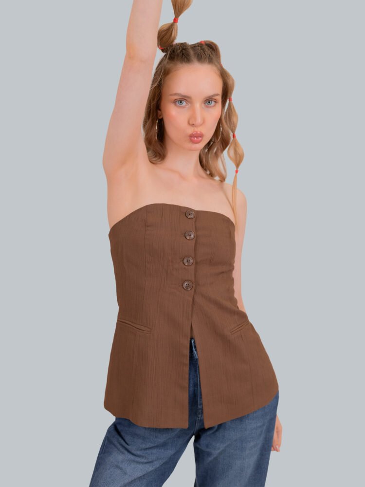 Strapless Buttoned Top