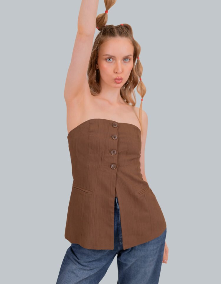 Strapless Buttoned Top
