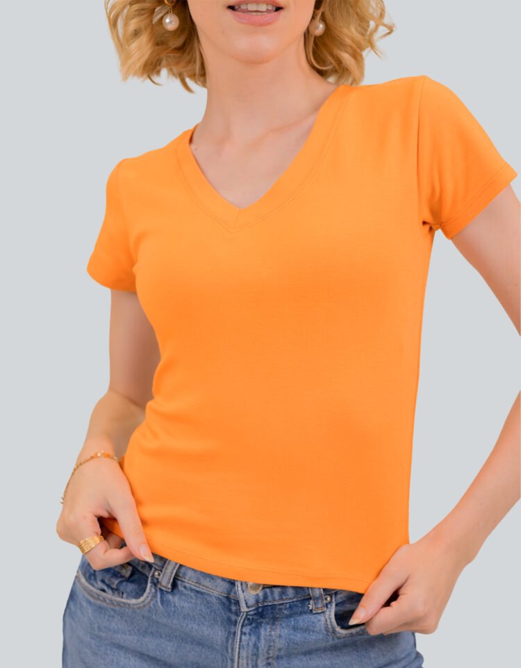 Cotton Lycra V Neck T-Shirt