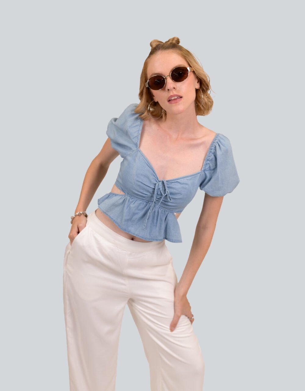 Front Tie Cut Out Top