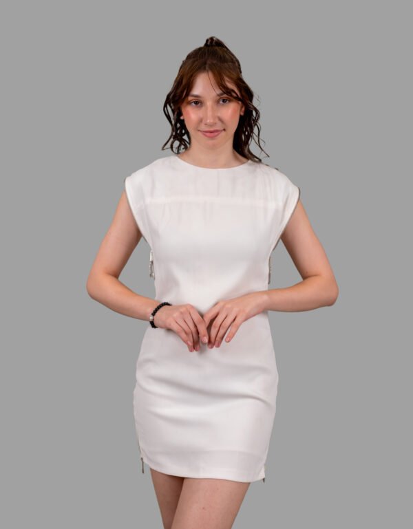 Side Zip White Straight Dress – Elegant Chic Dress for Girls & Women
