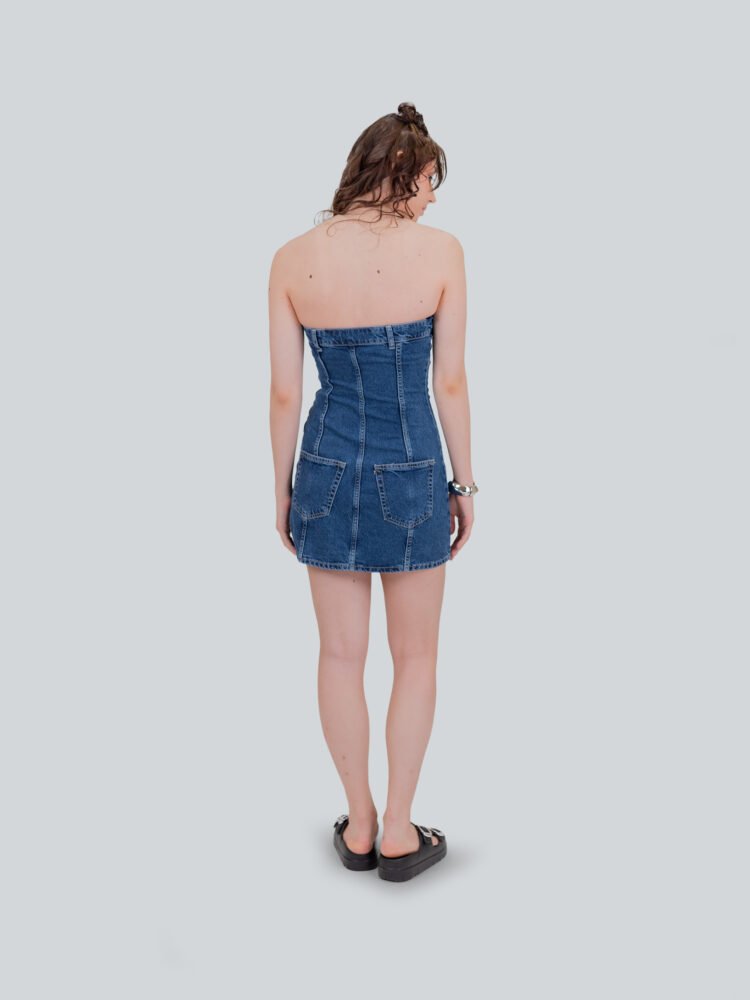 Front Button Short Denim Dress