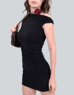 Nerja Off-Shoulder Black Short Dress
