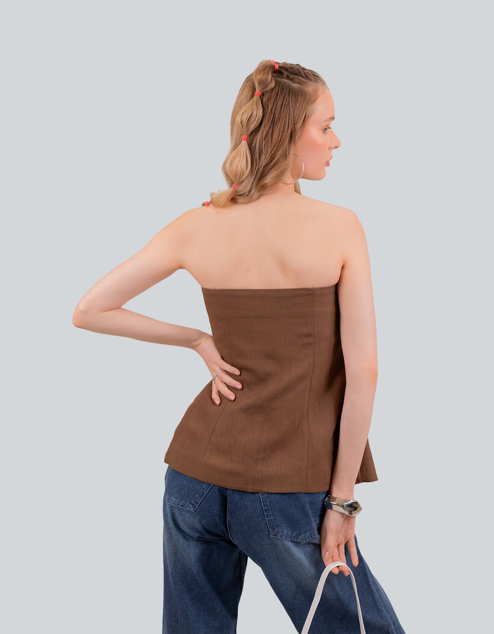 Strapless Buttoned Top