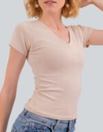 Cotton Lycra v Neck T-shirt