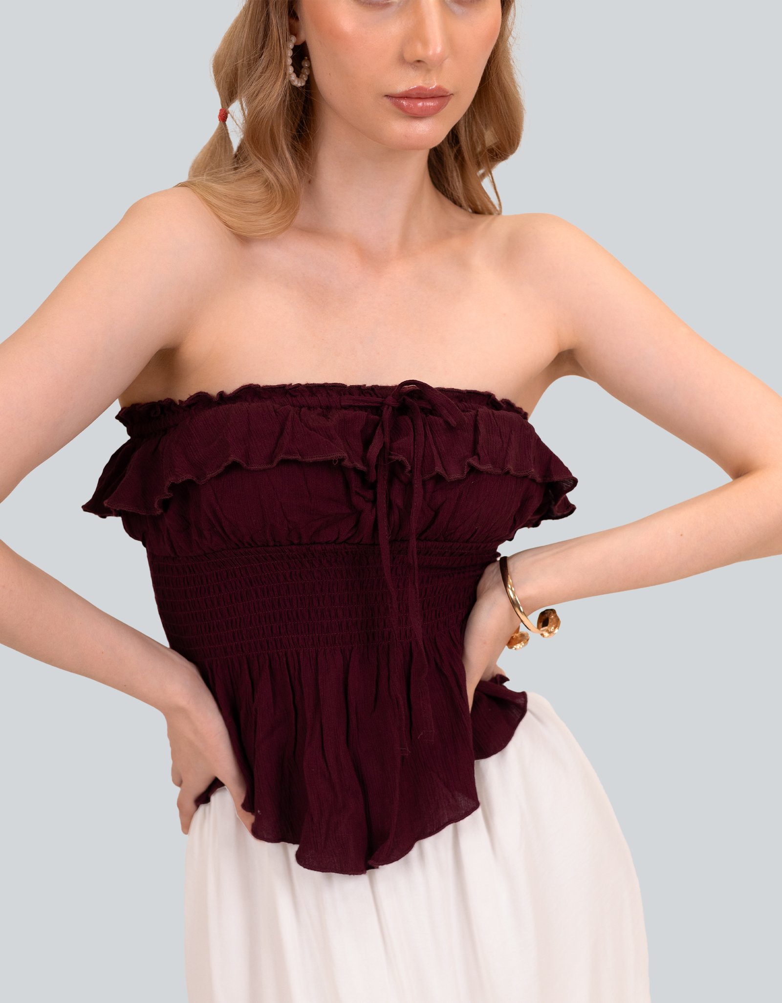 Ruffled Bandeau Top
