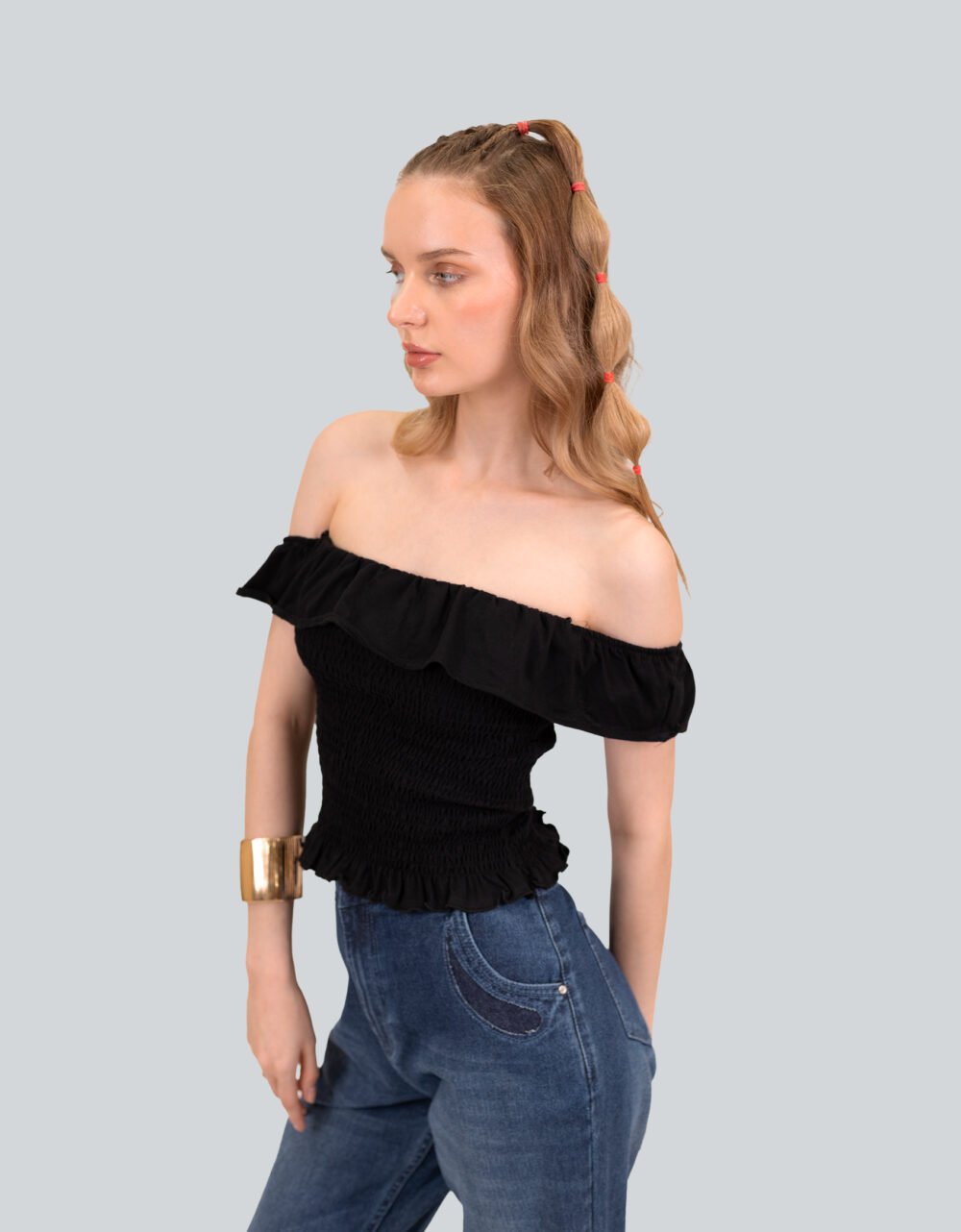 Smocked Off Shoulder Top