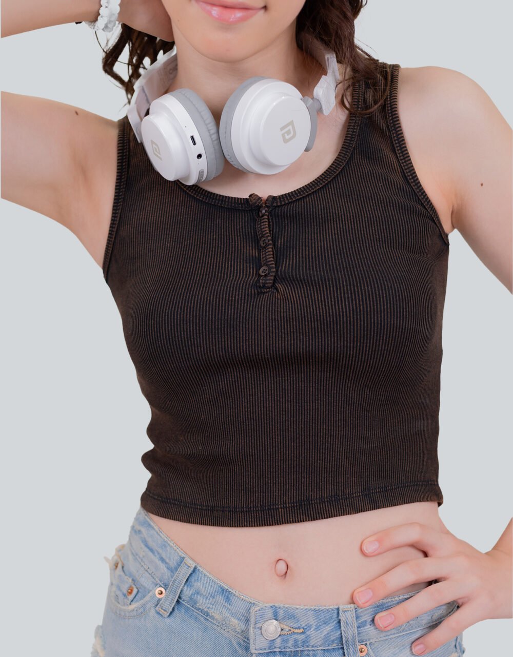 Pozzo Black Knitted Lycra Crop Top