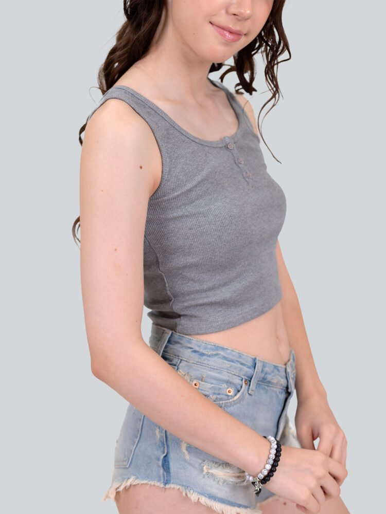 Grey Strap Vest Short Top