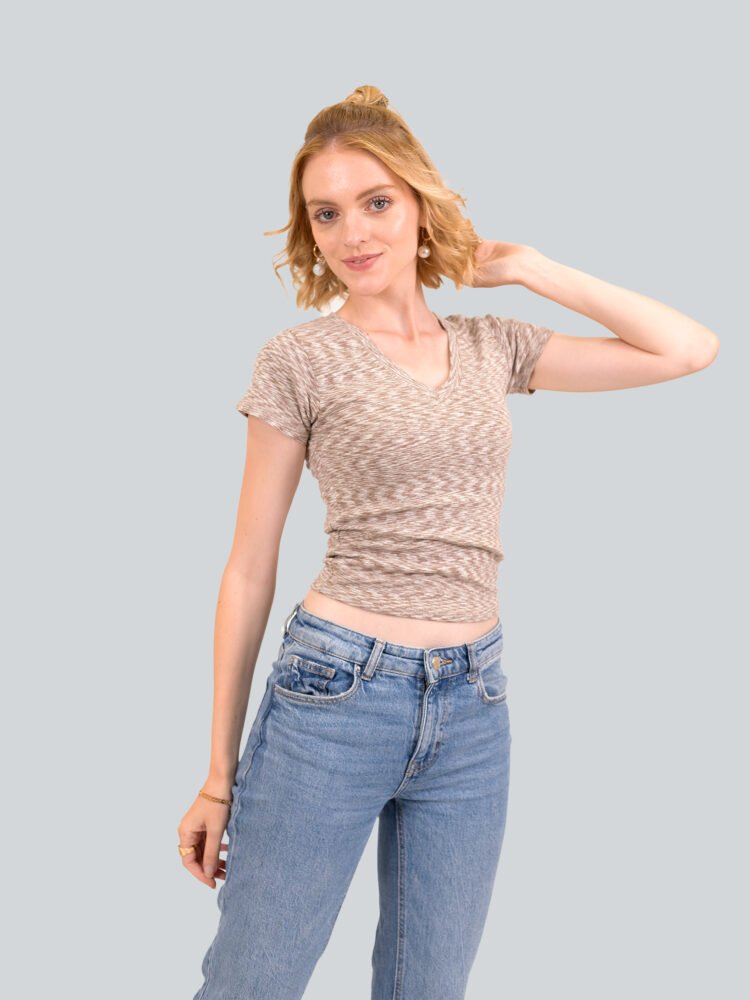 Cotton Lycra V Neck T-Shirt