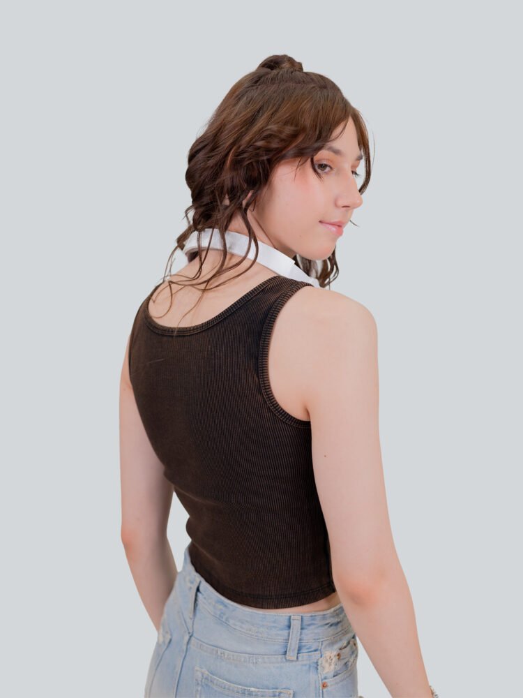 Pozzo Black Knitted Lycra Crop Top