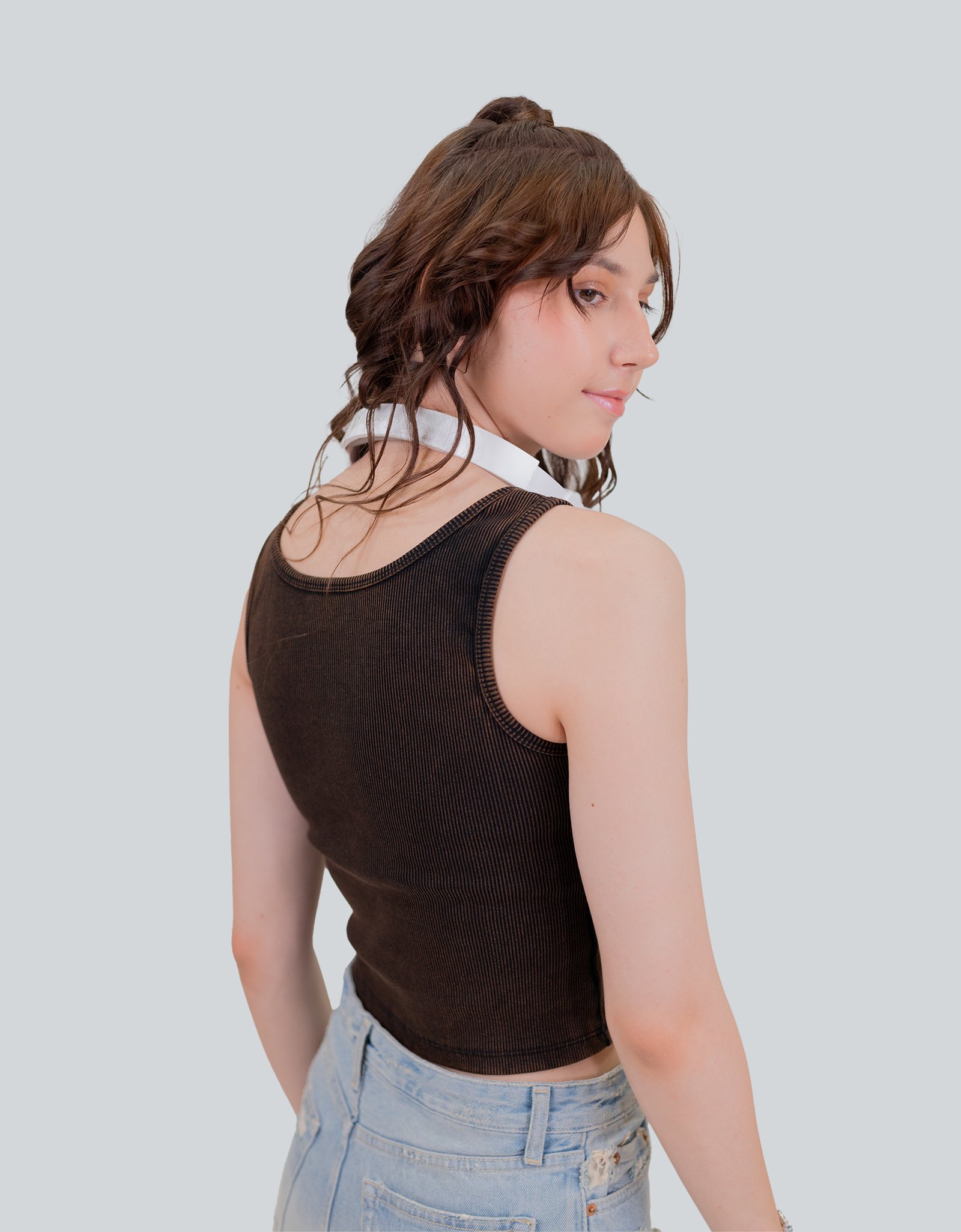 Pozzo Black Knitted Lycra Crop Top