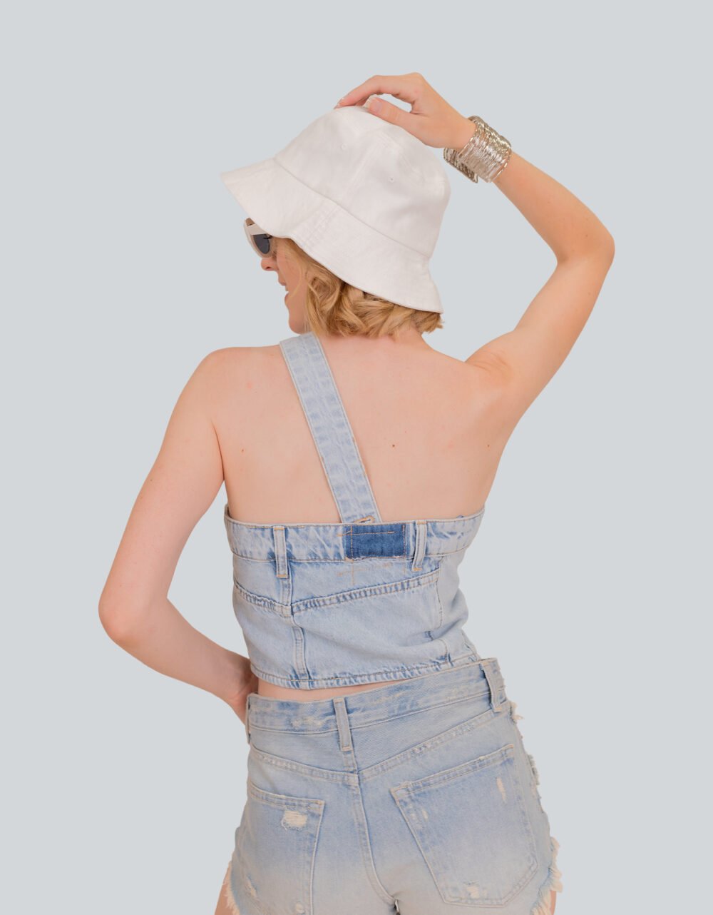 One Shoulder Denim Top