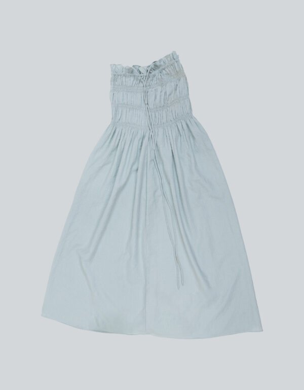 Cologne Textured Midi Strap Dress – Blue & Grey Elegant Wear