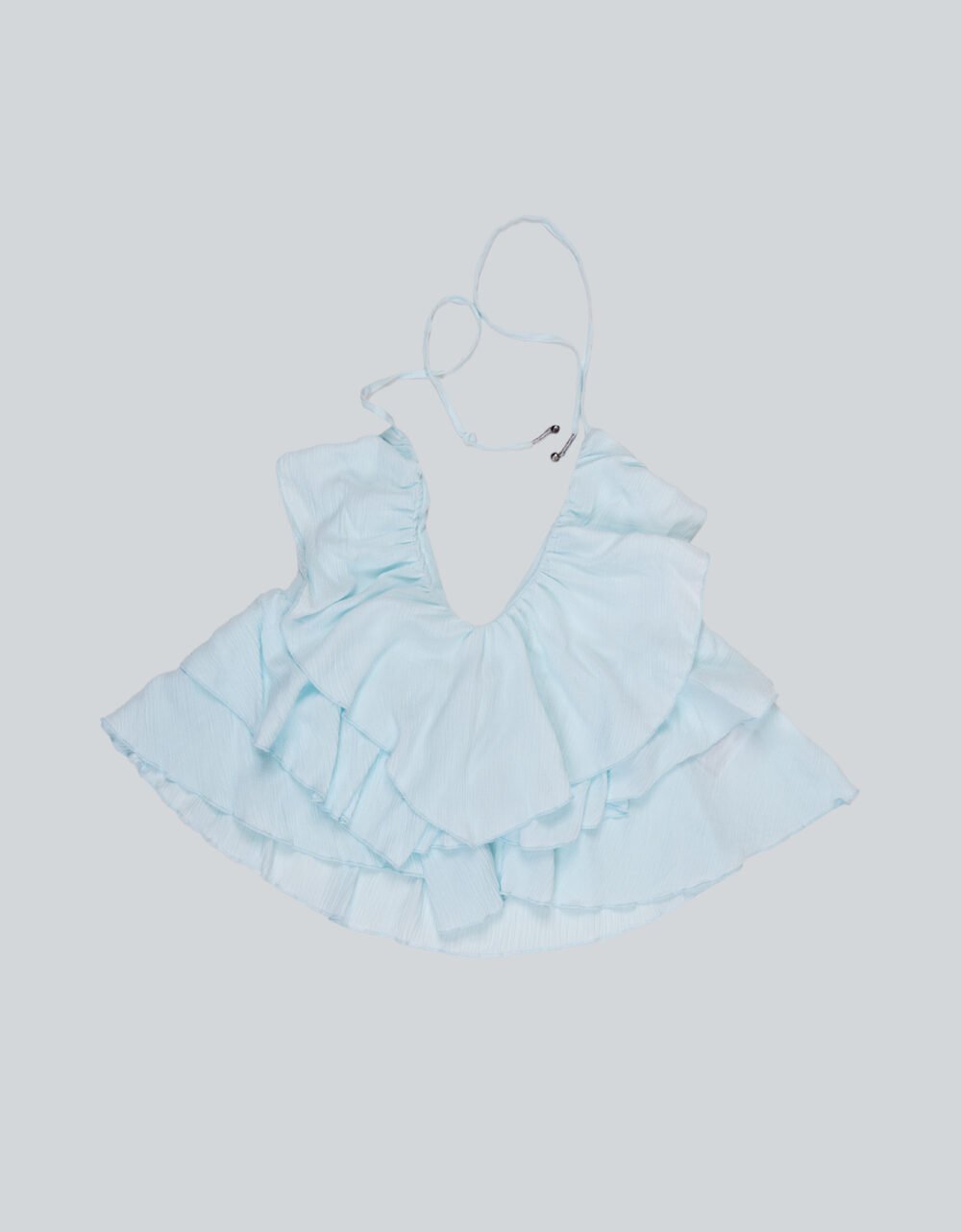 Flared Salerno Light Blue Frilled Strap Top