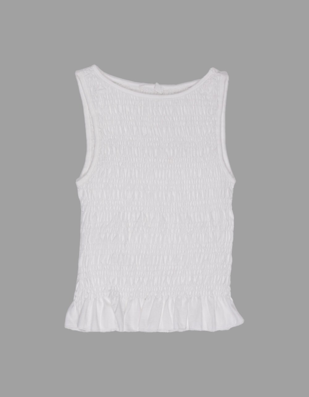 Strapless Smocked White Cotton Top