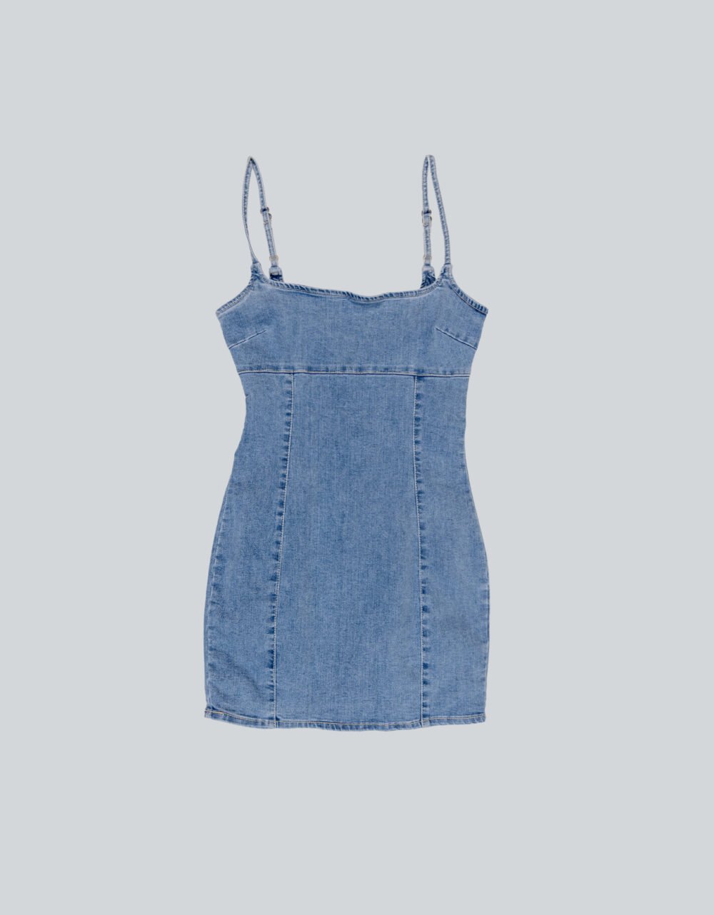 Fitted Light Blue Stretch Denim Mini Dress