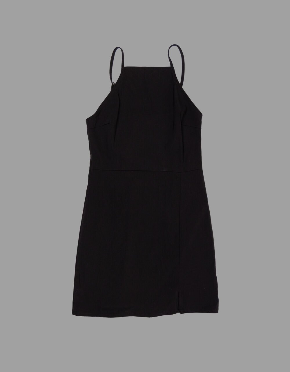 Front Slit Black Strap Dress