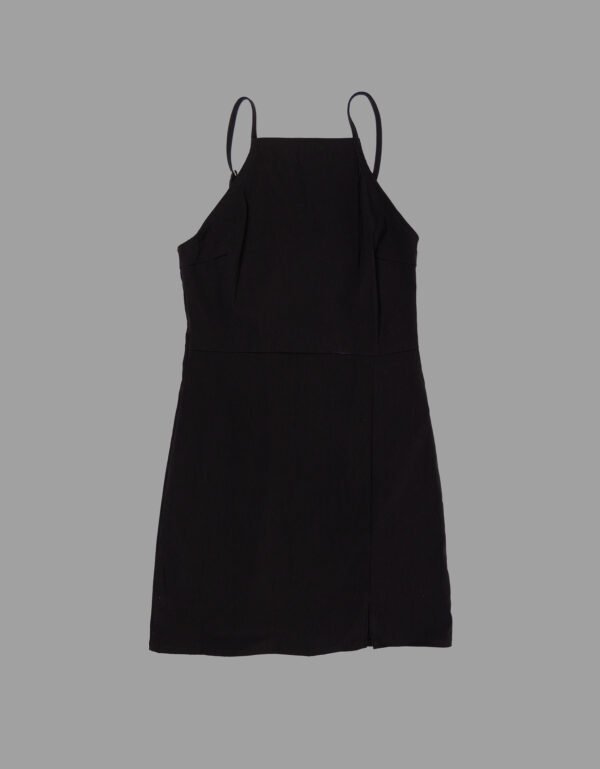 Front Slit Black Strap Dress – Fitted Party Mini for Girls & Women