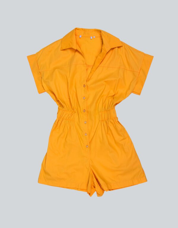 Parta Buttoned Yellow Shirt Dress Jumpsuit – Trendy One-Piece for Girls & Women