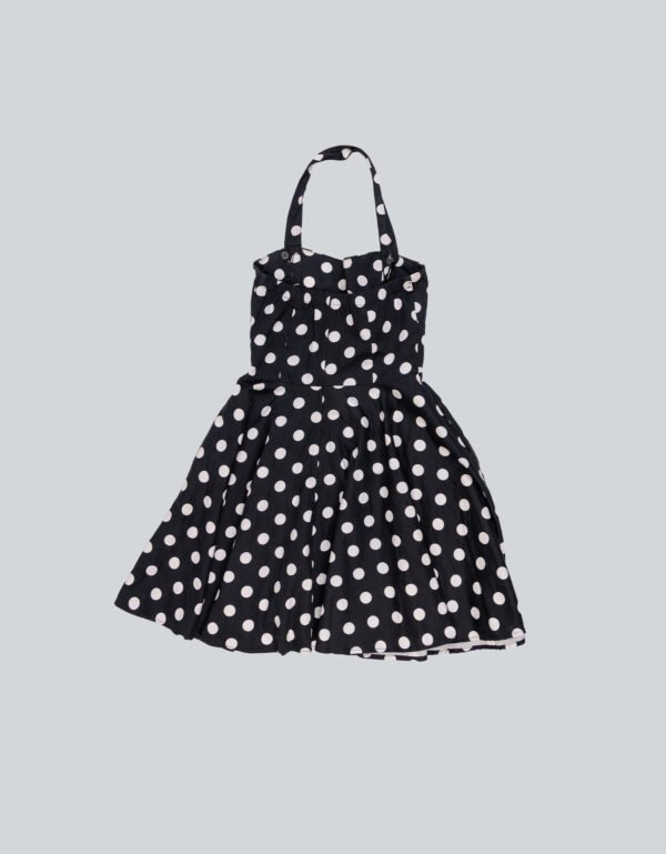Polka Dot Gola Dress – Black & White Printed Formal Dress