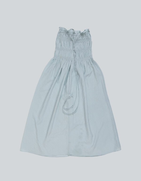 Cologne Textured Midi Strap Dress – Blue & Grey Elegant Wear