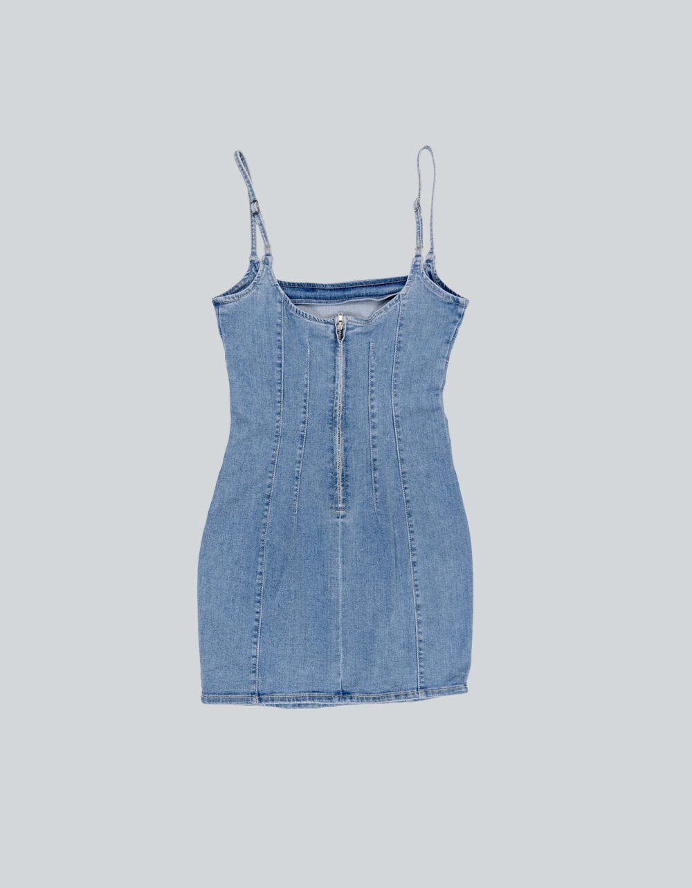Fitted Light Blue Stretch Denim Mini Dress