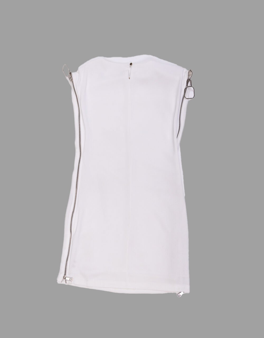 Side Zip White Straight Dress