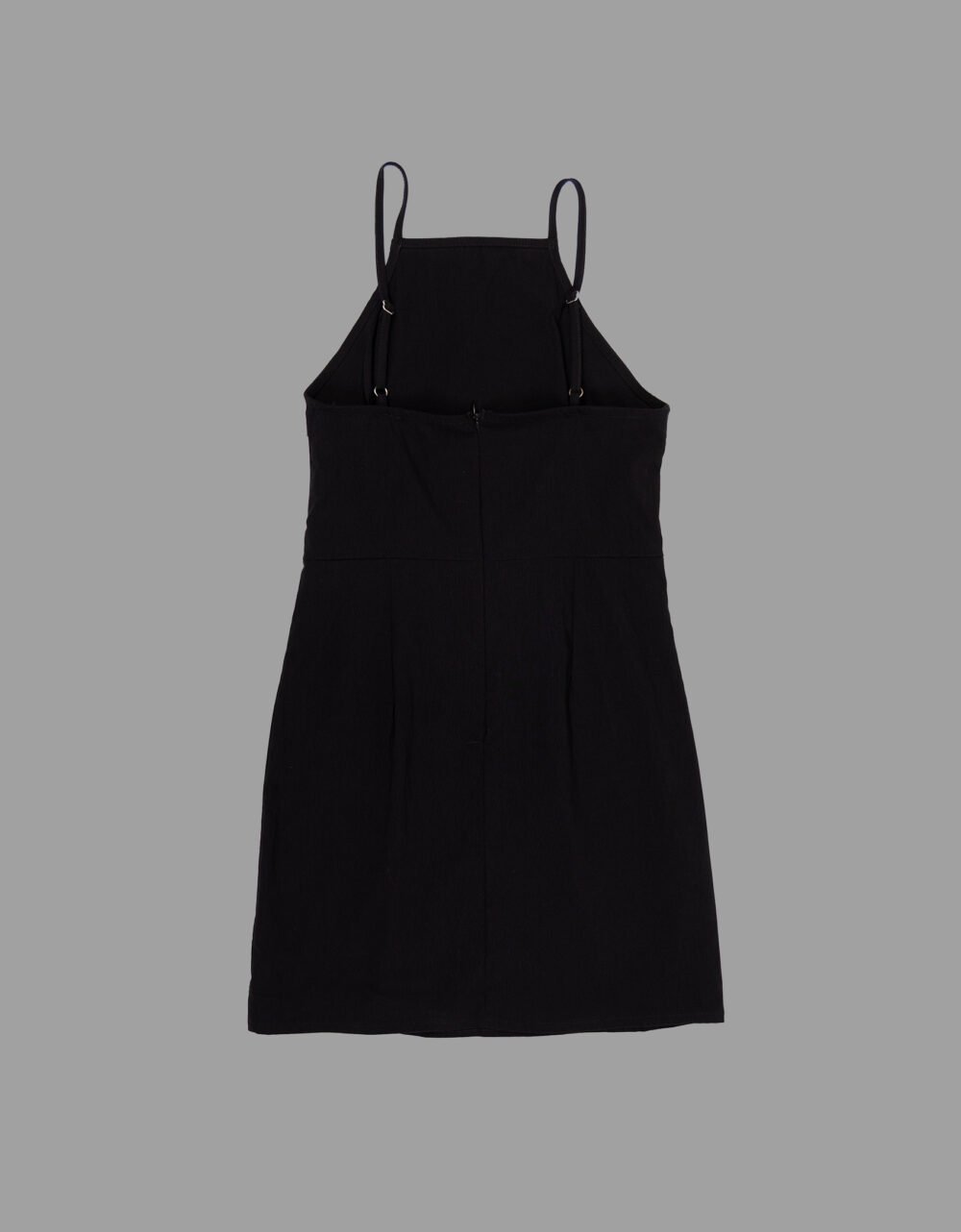 Front Slit Black Strap Dress