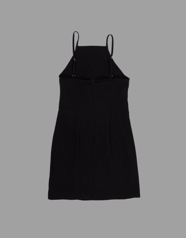 Front Slit Black Strap Dress – Fitted Party Mini for Girls & Women