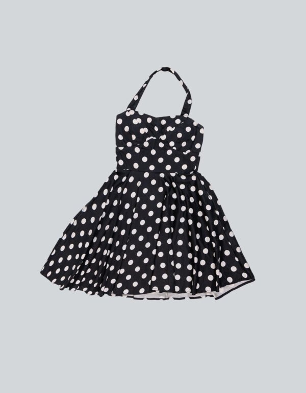 Polka Dot Gola Dress – Black & White Printed Formal Dress