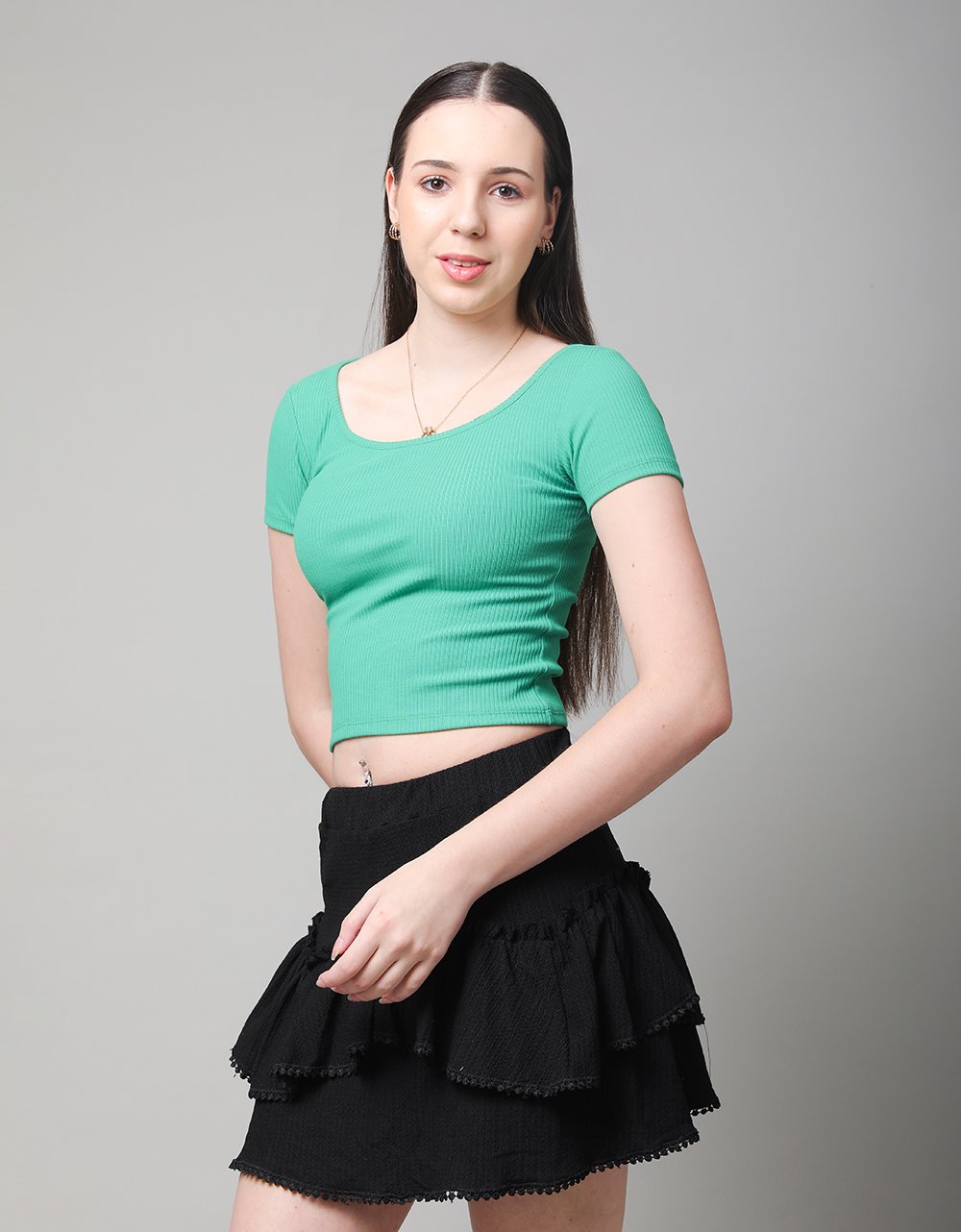 Rib Wide Neck T-Shirt