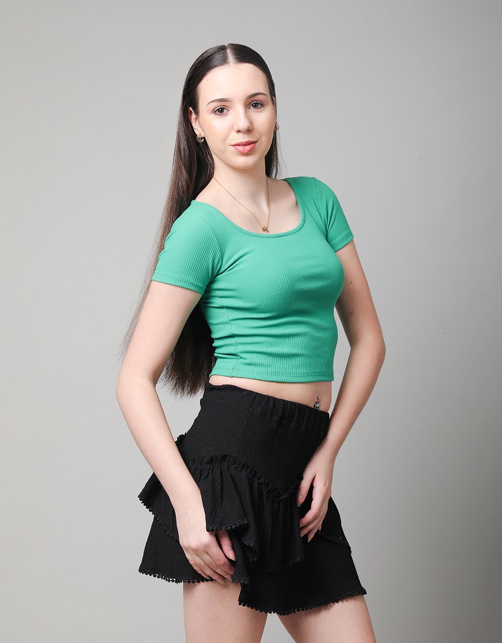 Rib Wide Neck T-Shirt